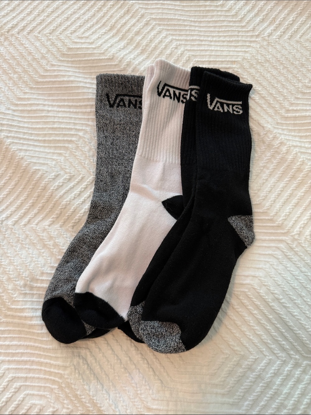 Never worn Vans 3-Pack Crew Socks - Black, White, Gray